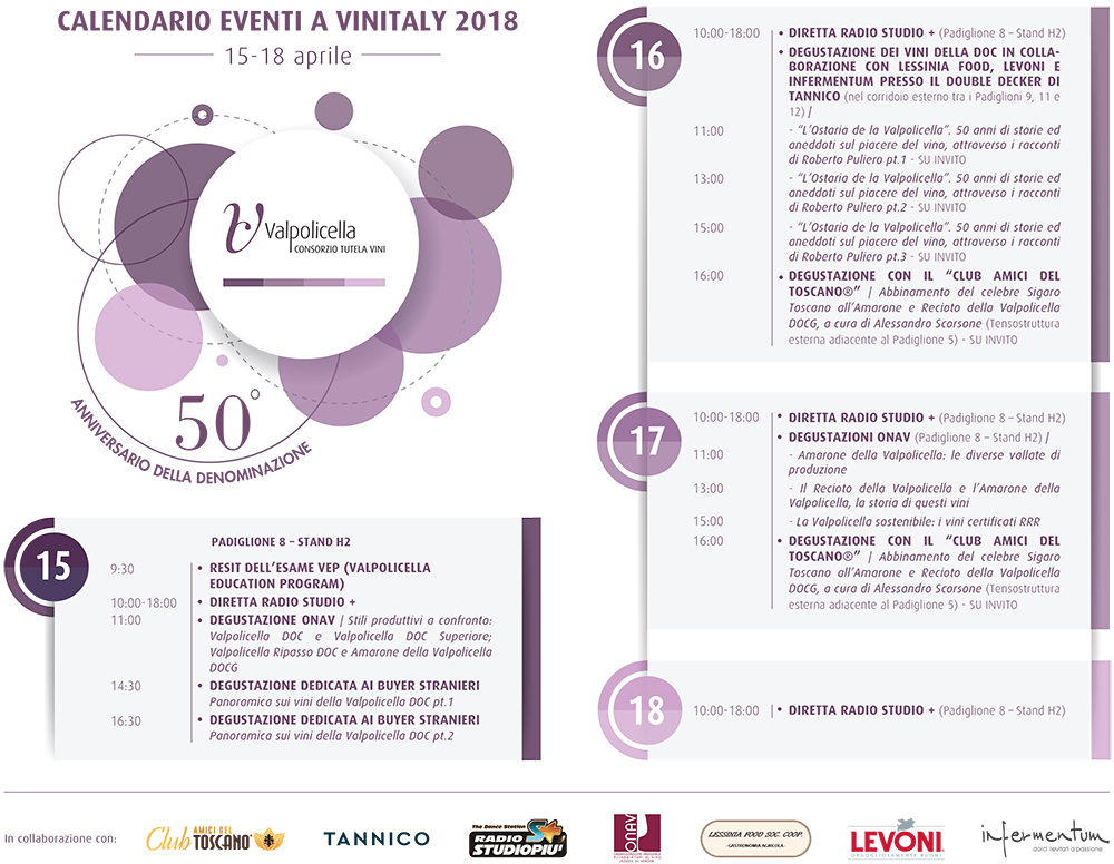 Calendario Eventi Vinitaly 2018